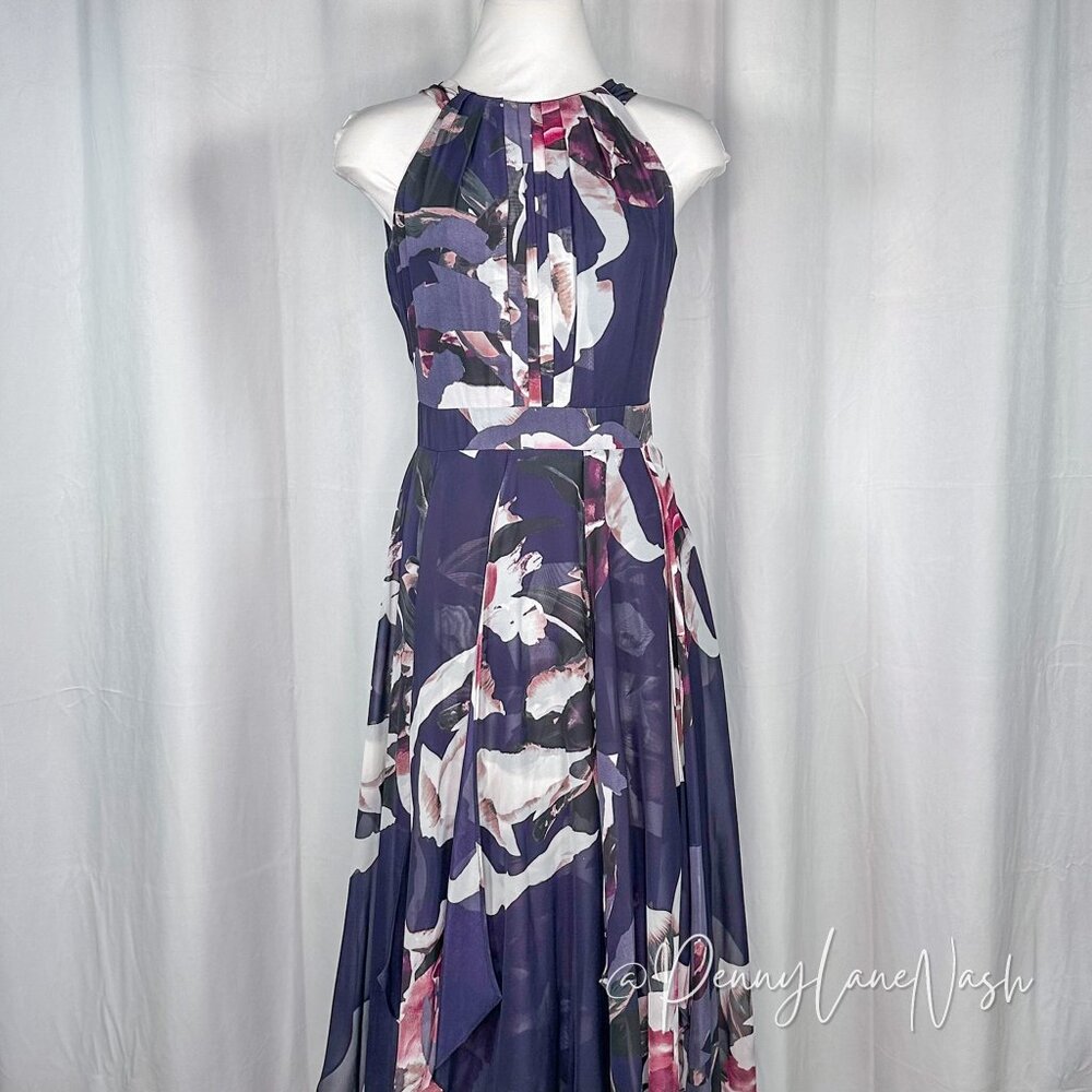 Betsy & Adam Floral Ruffled Chiffon Maxi Dress Size 2 - Picture 3 of 12